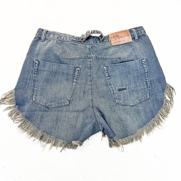 One x One Teaspoon Mid Length Denim Shorts Fox Black Charcoal Size 26 NWT - Picture 2 of 8